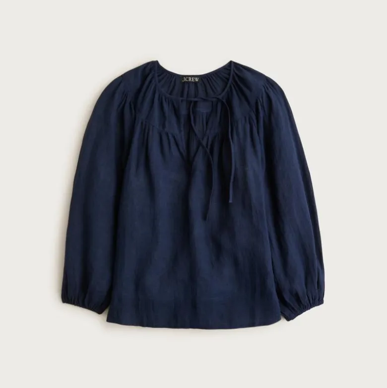 Long-sleeve tunic top in Hampton linen-blend