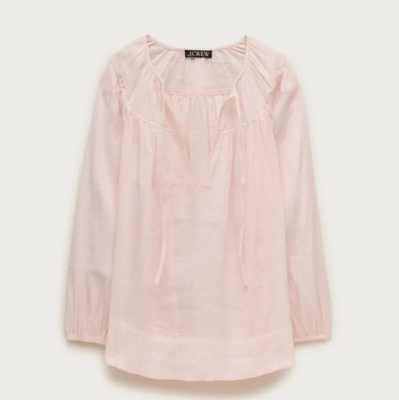 Long-sleeve tunic top in Hampton linen-blend