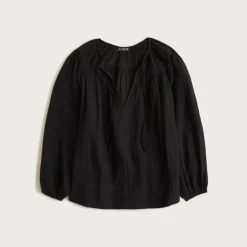 Long-sleeve tunic top in Hampton linen-blend