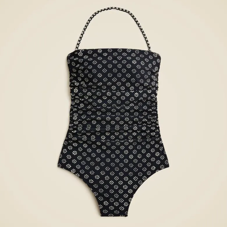 Long-torso Gemma ruched bandeau one-piece