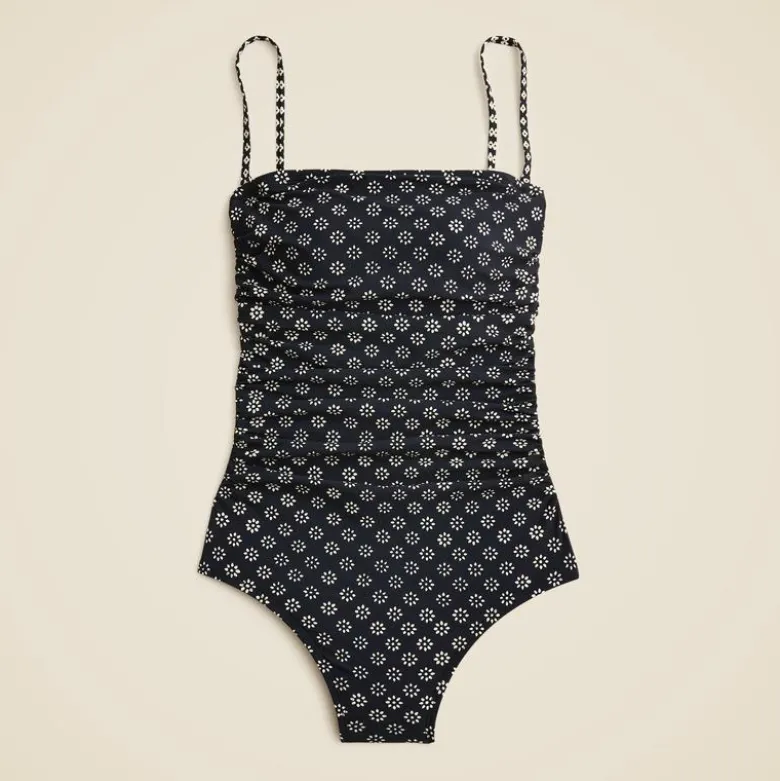Long-torso Gemma ruched bandeau one-piece