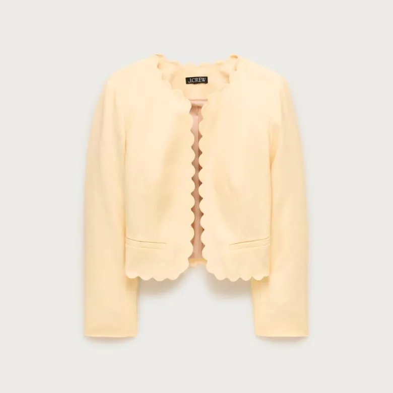 Louisa lady jacket with scalloped trim in Gramercy linen blend