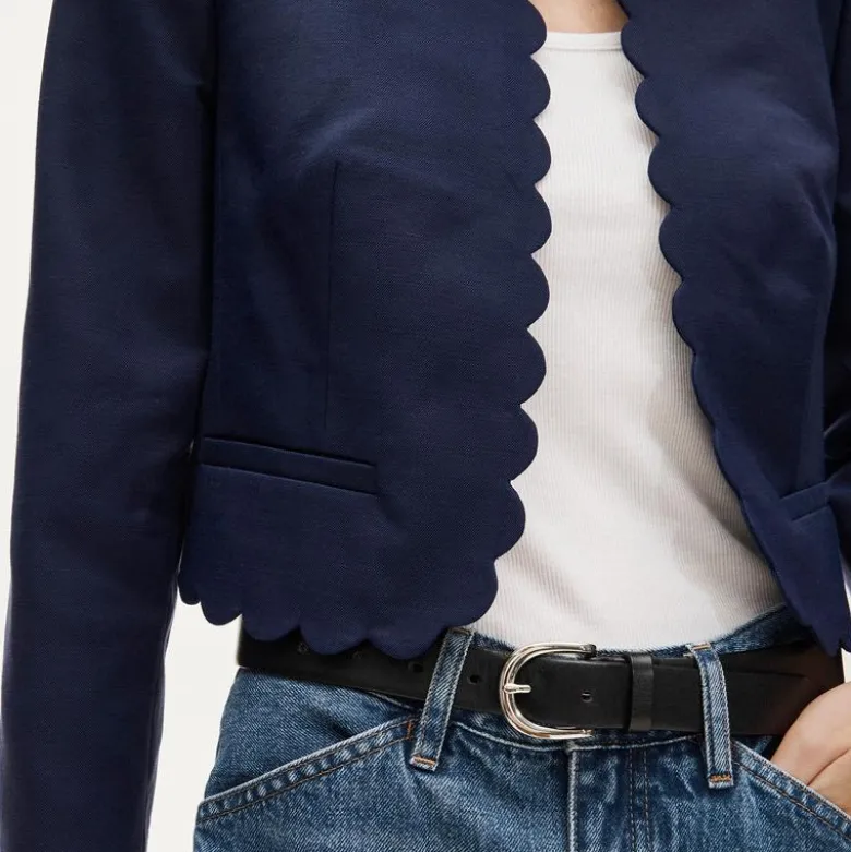 Louisa lady jacket with scalloped trim in Gramercy linen blend
