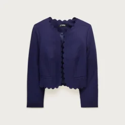 Louisa lady jacket with scalloped trim in Gramercy linen blend