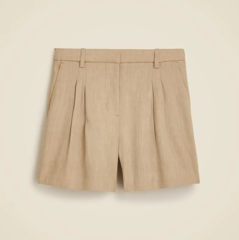 Lucia short in herringbone linen blend