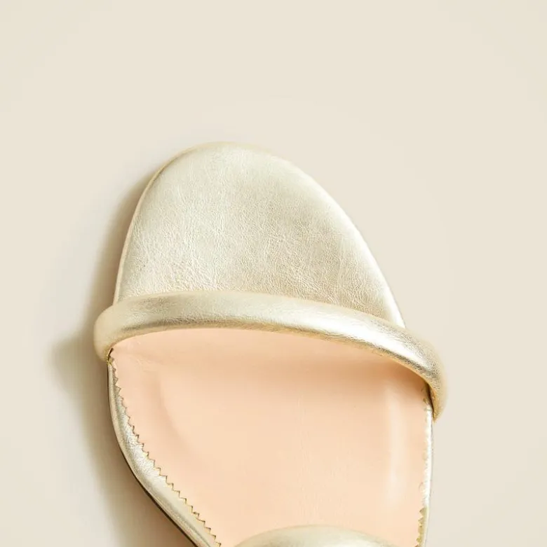 Lucie slingback block-heel sandals in metallic leather