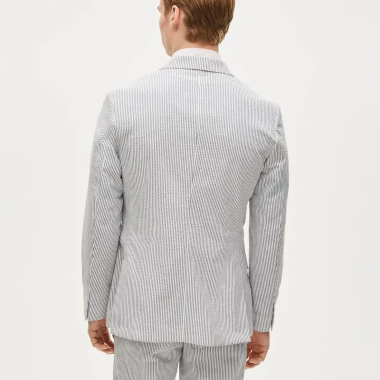 Ludlow Slim-fit double-breasted suit jacket in cotton seersucker