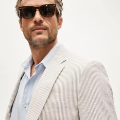 Ludlow Slim-fit suit jacket in cotton seersucker
