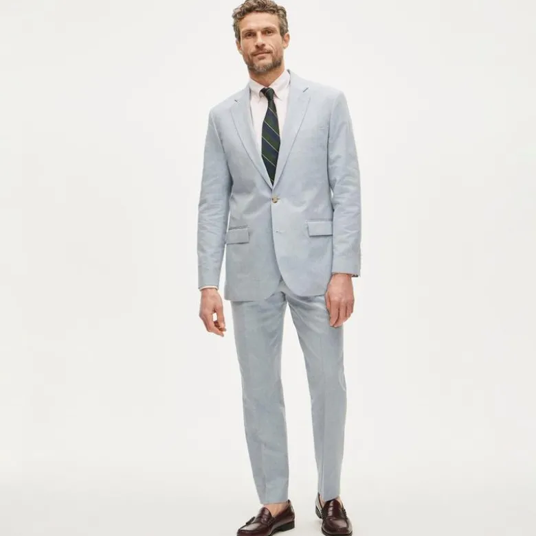 Ludlow Slim-fit suit jacket in Baird McNutt Irish cotton-linen blend