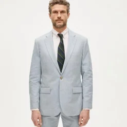 Ludlow Slim-fit suit jacket in Baird McNutt Irish cotton-linen blend