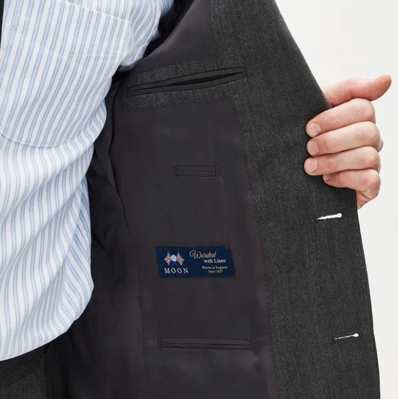 Ludlow Slim-fit suit jacket in English wool-linen blend