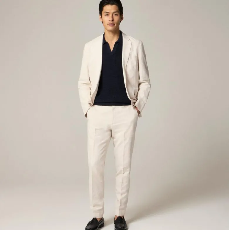 Ludlow Slim-fit suit pant in Irish cotton-linen blend