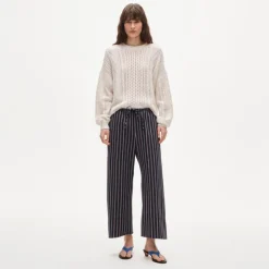 Luna pant in striped cotton poplin