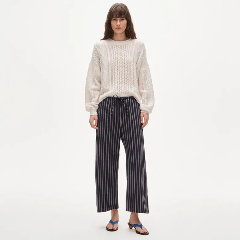 Luna pant in striped cotton poplin
