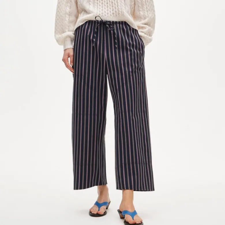 Luna pant in striped cotton poplin