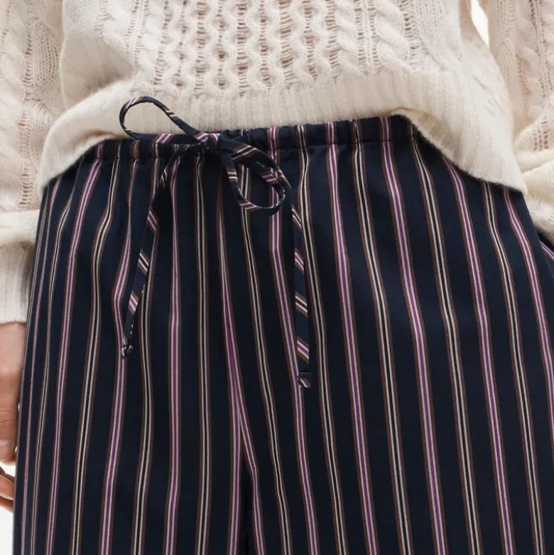 Luna pant in striped cotton poplin