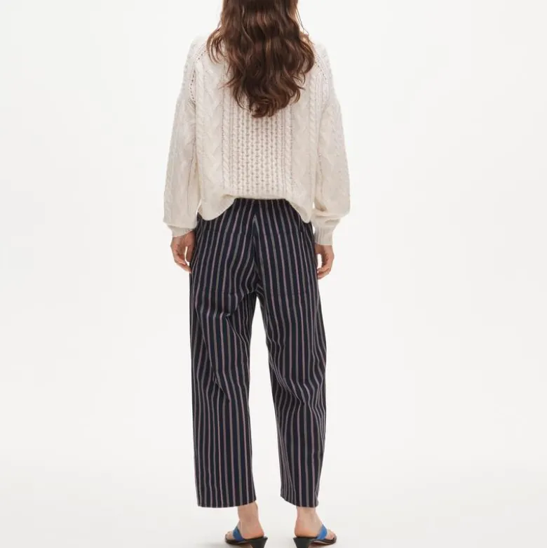 Luna pant in striped cotton poplin