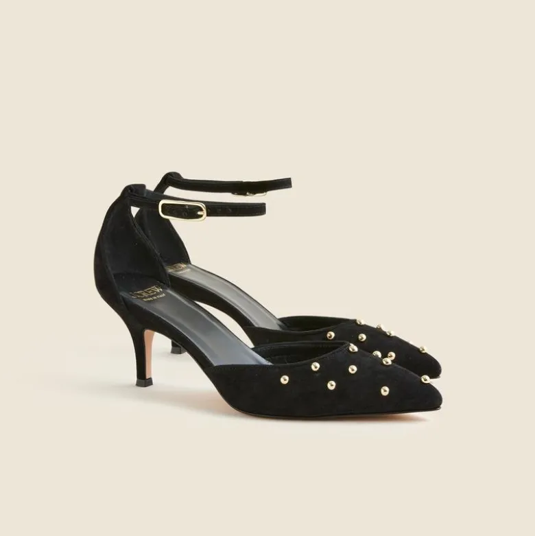 Made-in-Italy Colette suede slingback heels with beads