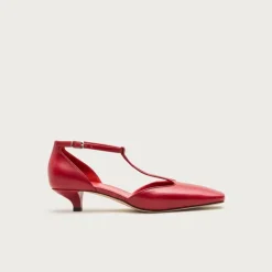 Made-in-Italy T-strap heels in leather