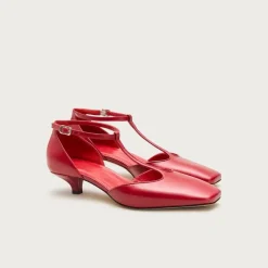 Made-in-Italy T-strap heels in leather