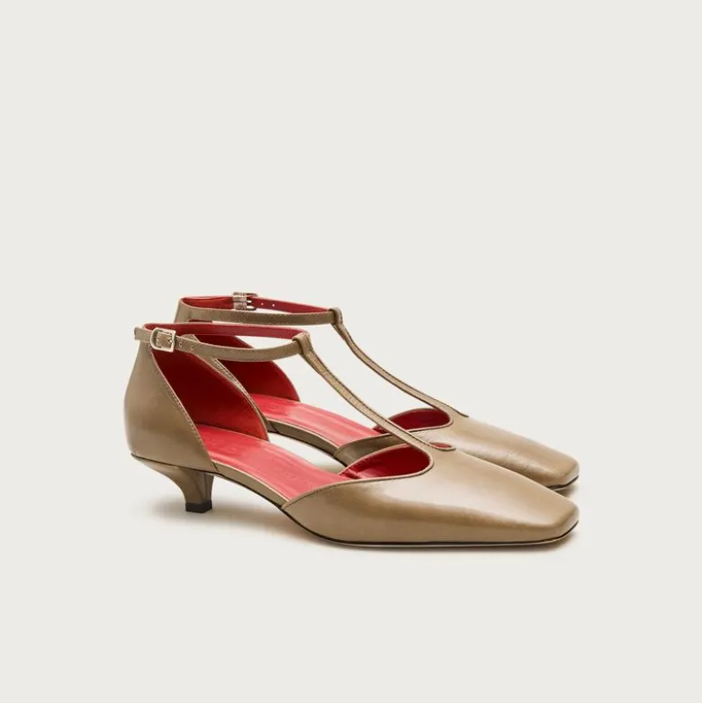 Made-in-Italy T-strap heels in leather