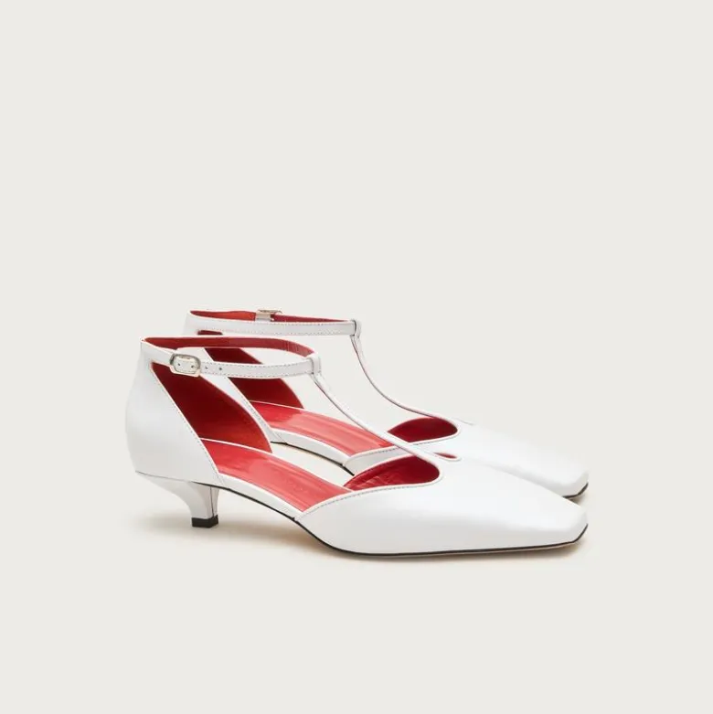 Made-in-Italy T-strap heels in leather