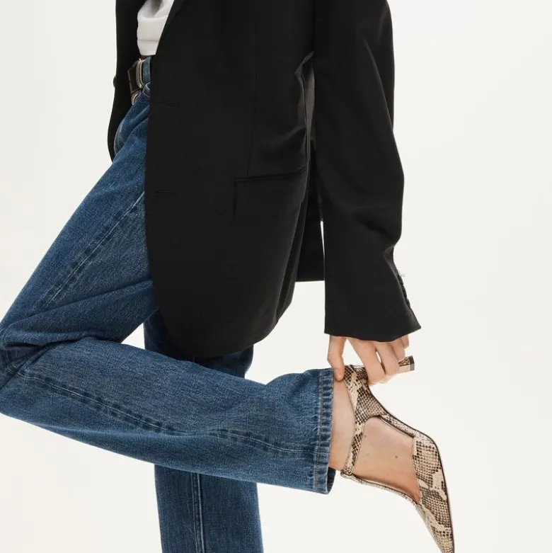 Made-in-Italy T-strap pumps in snake-embossed leather