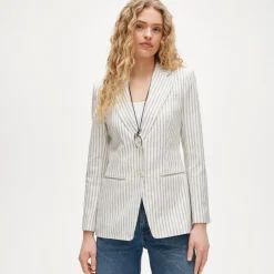 Margeaux blazer in striped stretch linen blend