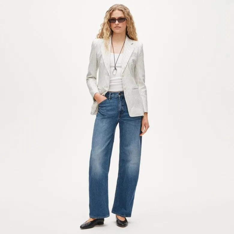 Margeaux blazer in striped stretch linen blend