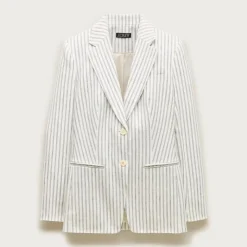 Margeaux blazer in striped stretch linen blend