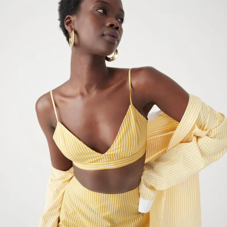 Marie Marot X J.Crew bralette top in Thomas Mason® cotton poplin