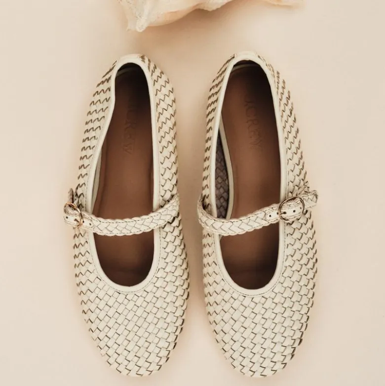 Mary Jane ballet flats in woven leather