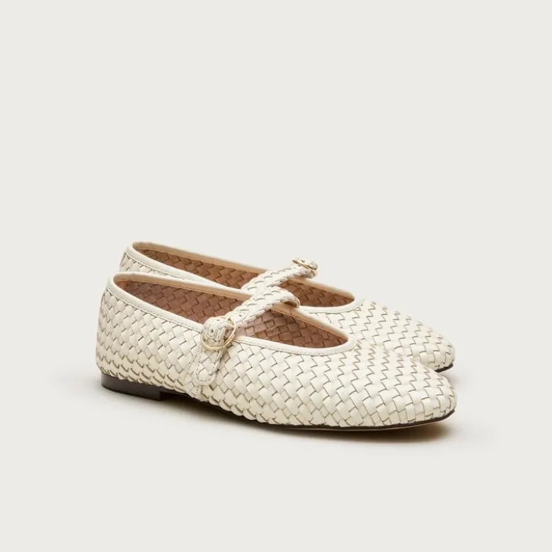 Mary Jane ballet flats in woven leather