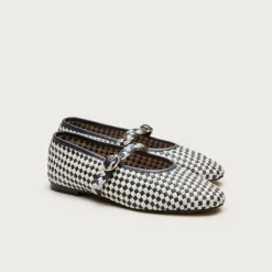Mary Jane ballet flats in woven leather