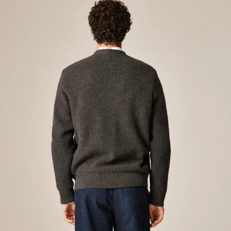 Merino lambswool cardigan with corduroy