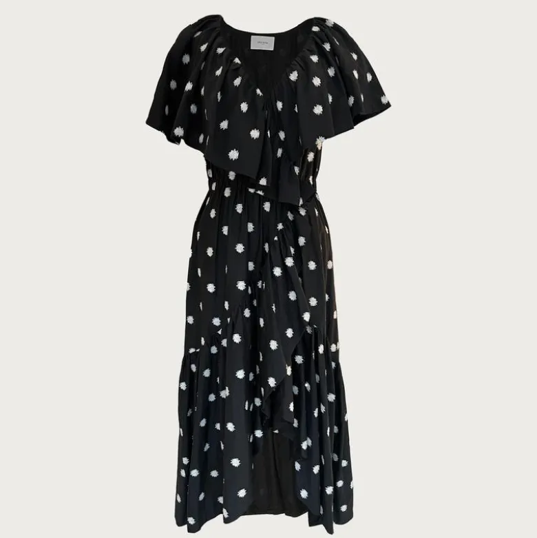 Merlette Loris dress in ikat embroidered dot