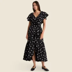 Merlette Loris dress in ikat embroidered dot