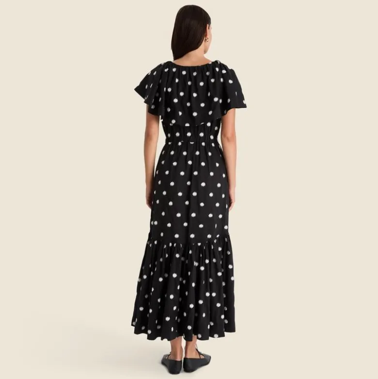 Merlette Loris dress in ikat embroidered dot