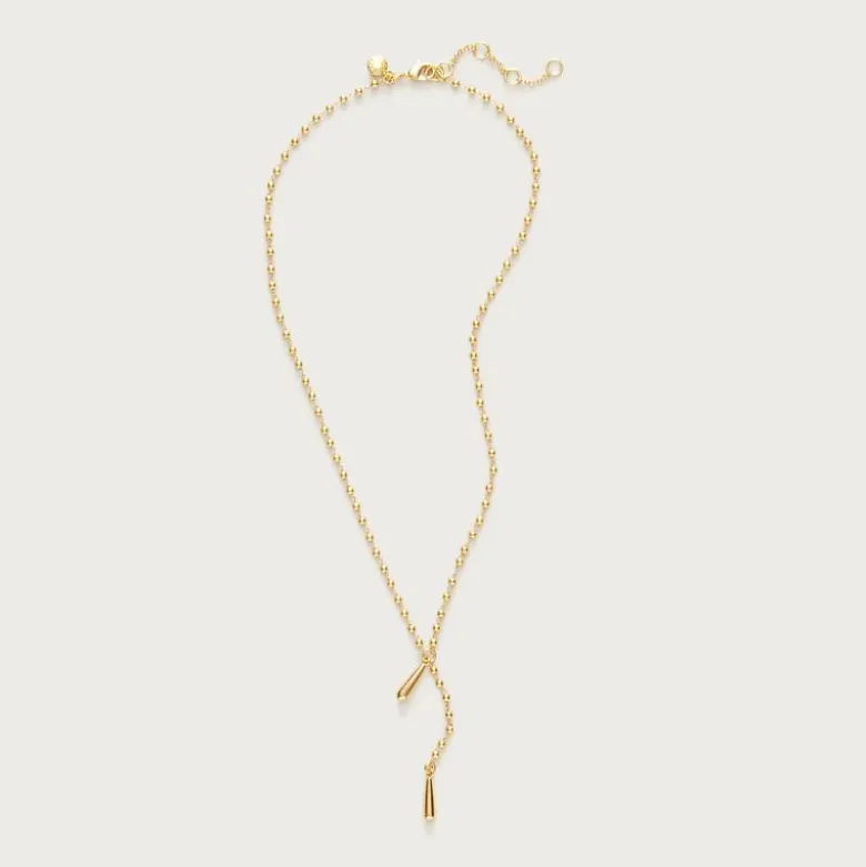 Metal beaded lariat necklace