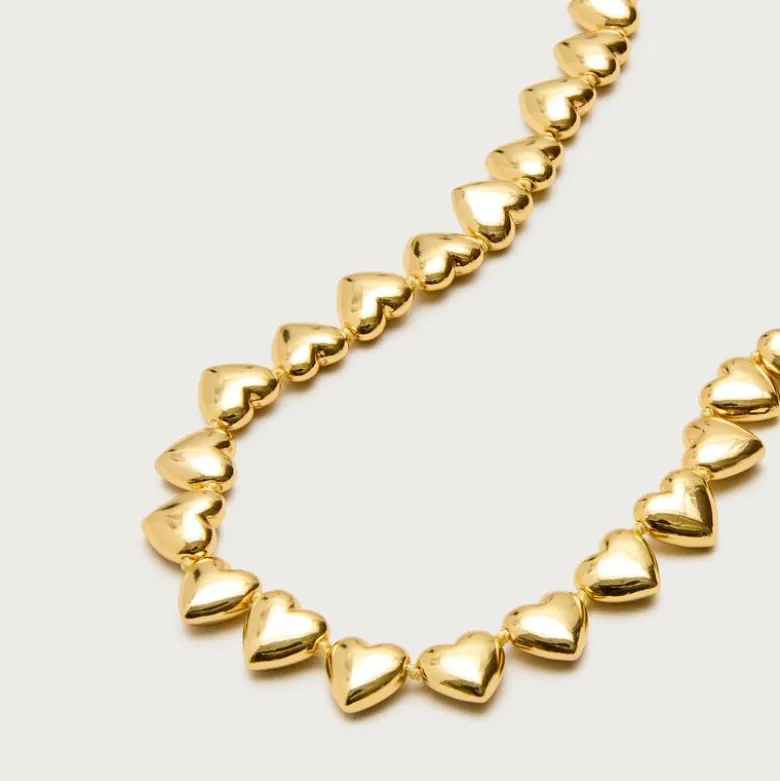 Metallic beaded heart necklace