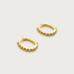 Metallic beaded hoop earrings