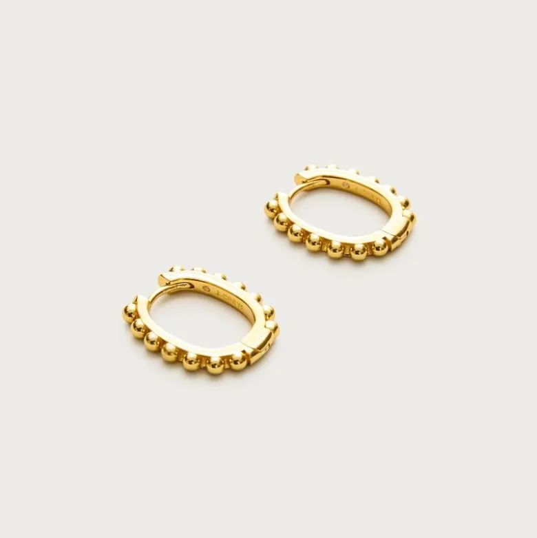 Metallic beaded hoop earrings