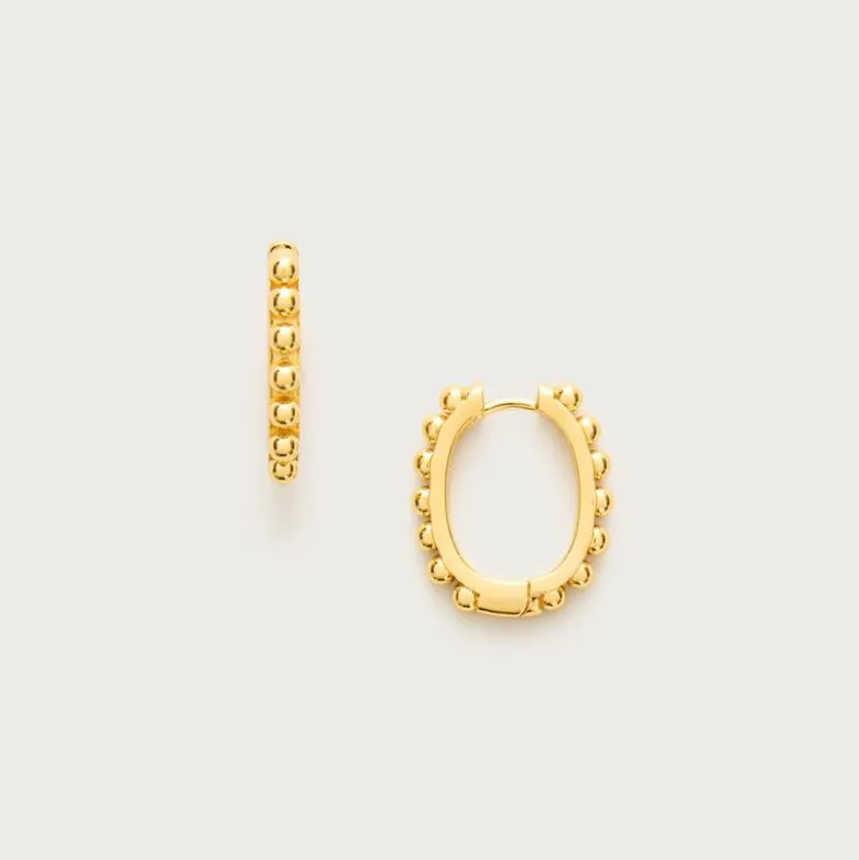 Metallic beaded hoop earrings