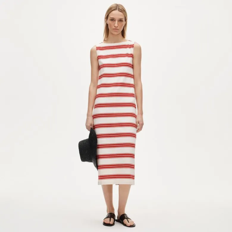 Midi dress in striped mariner cloth
