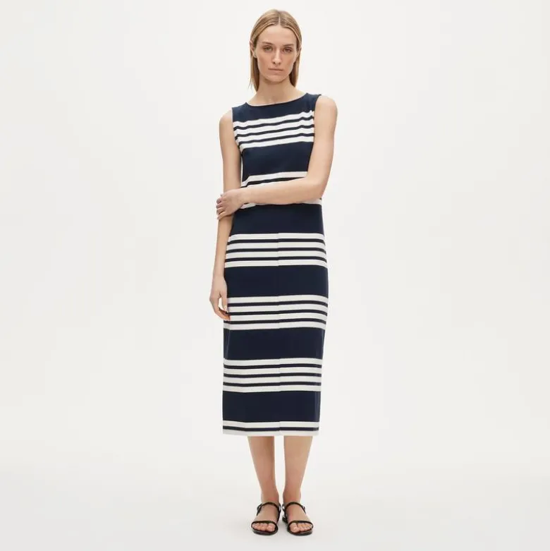 Midi dress in striped mariner cloth
