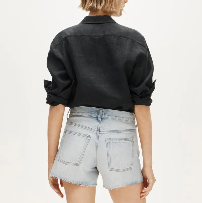 Mid-rise A-line denim short