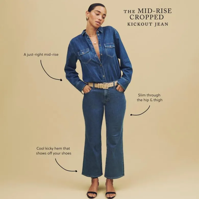 Mid-rise kickout jean