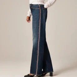 Mid-rise relaxed straight jean with velvet stripe