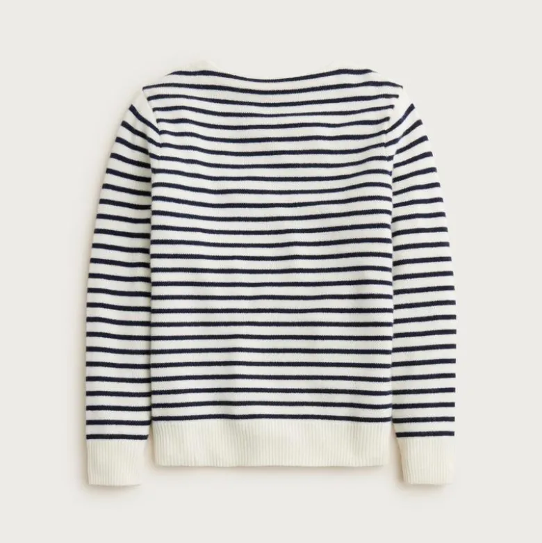 Midweight cashmere boatneck sweater in stripe