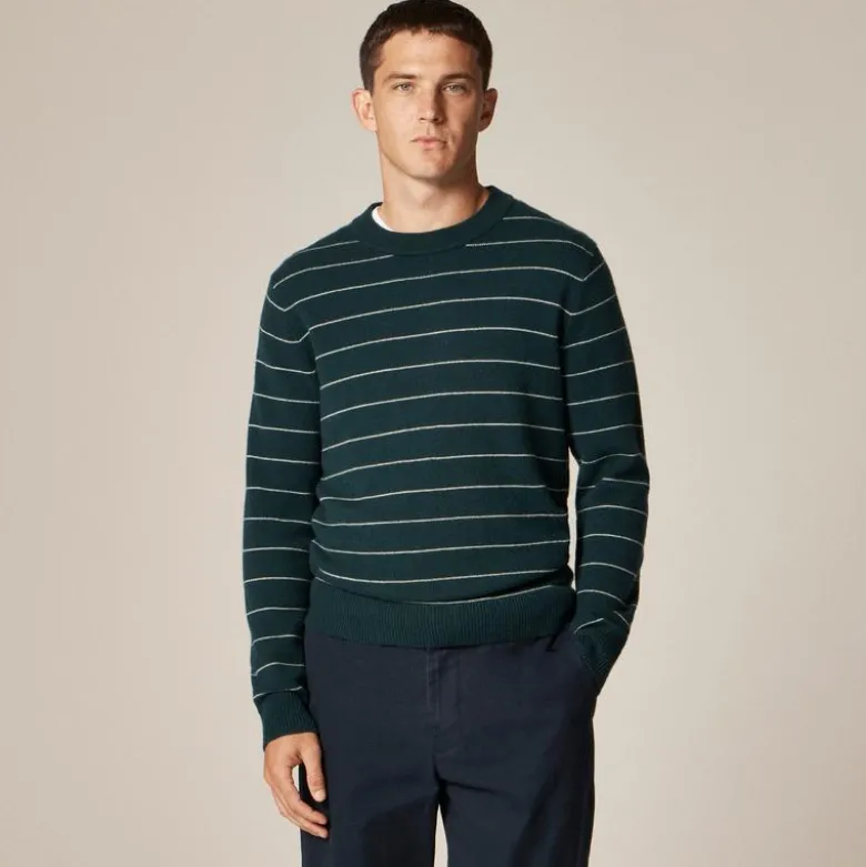 Midweight cashmere crewneck sweater in stripe
